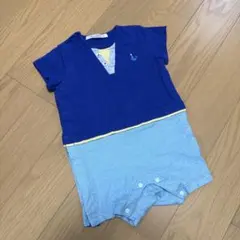 【夏っぽい】familiar カラーブロックロンパース 80cm