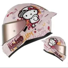カスタムペイントヘルメット半キャップ検コルク半pinkキティちゃん