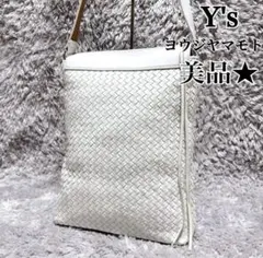 美品★Y's ヨウジヤマモトイントレチャート オールレザーショルダーバッグ 白