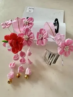 つまみ細工 髪飾り 赤 ピンク 七五三 成人式 和装 卒業式 前撮り