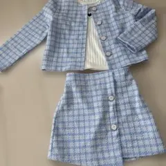 青系チェック ジャケットとスカートセット