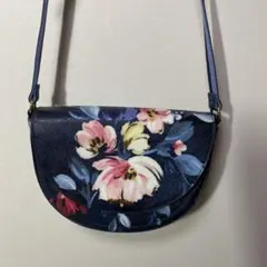 キャスキッドソン花柄 ネイビー ショルダーバッグ　美品