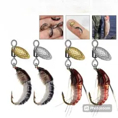 (J27) 곤충 파리 낚시 머리 바늘 (칼날 포함), 4 개 세트