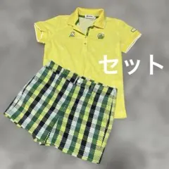 半袖ポロシャツ フレアスカート セットアップ サイズSS 春夏 イエロー