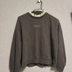 olive des oliveレース襟付き スウェット ダークブラウン