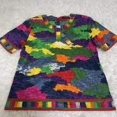 【美品】レオナール　カラフル抽象模様 半袖Tシャツ　Lサイズのサムネイル