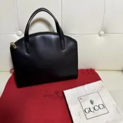 極　美品　付属品あり　GUCCI オールド　グッチ　レザー　ハンド　バッグ　クロ