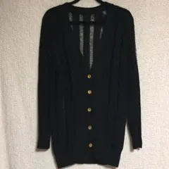 ニット　カーディガン　羽織り　黒　ブラック　かぎ編み　大きいサイズ　透け感
