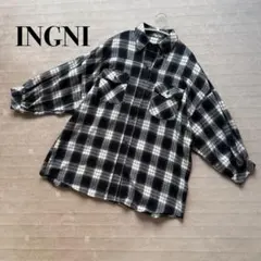 INGNI チェック柄 長袖 シャツ M トップス ブラック ホワイト 羽織