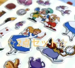 《新品正規品》ディズニー 不思議の国のアリス ペタペタぷっくりシール☆2枚セット