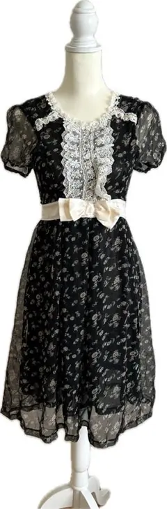 ゴスロリ・ロリータドレス 黒 シースルー姫ギャル昭和レトロ