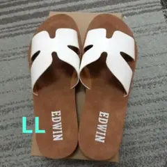レディース　フラット　サンダル　白　LL(25.0)　EDWIN　軽量　楽々のサムネイル