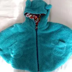 BIT-Z フリースアウター 80-90 ターコイズ　くまさん　ふわふわ