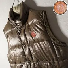 90s★ポロバイラルフローレン ダウンベスト レザーロゴ リップストラップ L