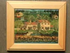 チャールズ・ワイソッキー・田舎の風景・ ヴィンテージ・壁掛け・木製フレーム