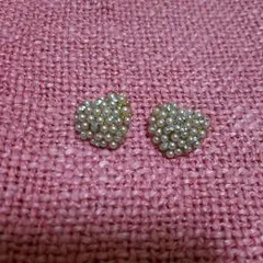 未使用 ハート パール風 ピアス