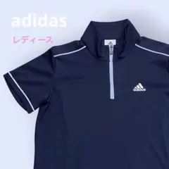 アディダス 半袖シャツ ハーフジップ ネイビー トップス ウェア ジャージ