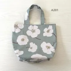 ハンドメイド＊ミニトートバッグ＊フラワー＊ホワイト＊ブルーグリーン