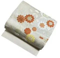 ユ47名古屋帯 綴れ金糸金通　唐織唐織　花柄　正絹 着物帯　仕立て上り