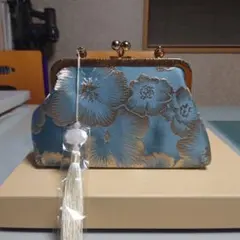 花柄がま口パーティーバッグ