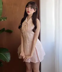 OLIVE des OLIVE ノースリーブシャツミニワンピース ピンク