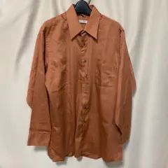 GEOFFREY BEENE サテンオレンジ長袖シャツ Lのサムネイル
