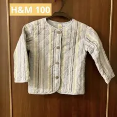 H&M ストライプ柄 オーガニックコットンキルティングジャケット 104