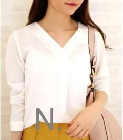 N. タックプリーツブラウス M