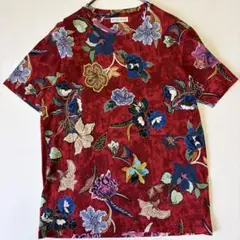 【美品】エトロ フローラルプリント Tシャツ イタリア製 ワインレッド 総柄のサムネイル