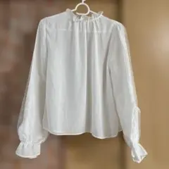 INGNI ホワイト フリルネック 長袖ブラウス M