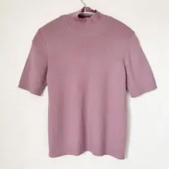 CORDIER コルディア　半袖ニット　ニット　リブ　ピンク　トップス L