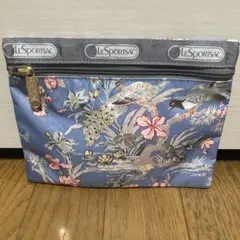 LeSportsac レスポートサック　ポーチ 花柄 鳥柄　水色　おしゃれのサムネイル