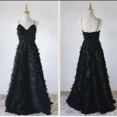 ウエディングドレス 二次会 黒 パーティー 結婚式　ドレス　フェザードレス