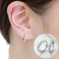 エタニティ ジルコニア ハーフ フープ ミニ ピアス シルバー キャッチレス