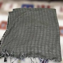 チェック柄ストール フリンジ付き