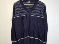Vネックボーダーニット ヴィンテージ M