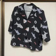 GORGE サメ柄 半袖シャツ ブラック F