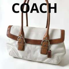 訳ありCOACH クリーム色 2wayフェイクレザーショルダーバッグ - メルカリ