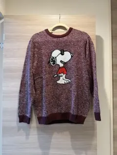 【美品】PEANUTS スヌーピー クルーネックニット ML男女兼用可能