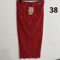 38 N°21 赤　レッド　レース　ロングスカートのサムネイル