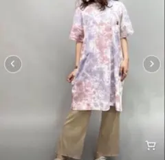 ROXY ロキシー タイダイ柄 Ｔシャツワンピース M ゆったり ロゴ 綿100のサムネイル