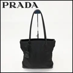 PRADA プラダ トートバッグ カーフレザー ロゴ型押し ブラック ギャラ 