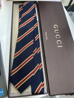 GUCCI ネクタイ ネイビー ストライプ ボックス付き