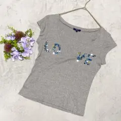ROPE 半袖カットソー Tシャツ グレー M スパンコール LOVE ジュンのサムネイル