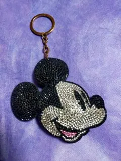 ミッキーマウス キラキラ ラインストーン キーホルダー ディズニー