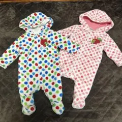 70cmはらぺこあおむし 足付きフリースカバーオール 2着セット 双子