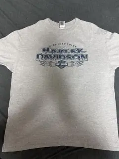 ハーレーダビッドソン Tシャツ 両面プリント 灰色 建築 バイク