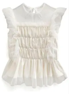 GRL チュール　フリル　ブラウス　[gn245] アイボリー