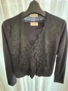 M&SK 黒 アンサンブル コード刺繍 上品 日本製 卒業式 入学式 春