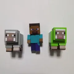Minecraft スティーブ　ヒツジ　ミニフィギュア　３体セット